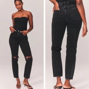 Abercrombie & Fitch 90s Ultra High Rise Straight Jeans - Black